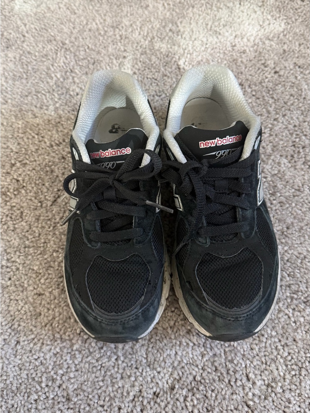 New Balance Black and White 990 Athletic Sneakers